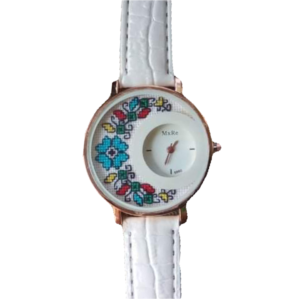 Дамски ръчен часовник с бродерия "Цвете"