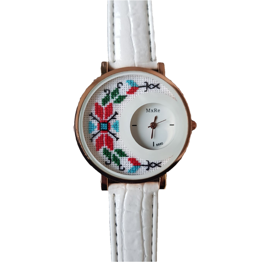 Дамски ръчен часовник с бродерия "Прелест" с цветна шевица